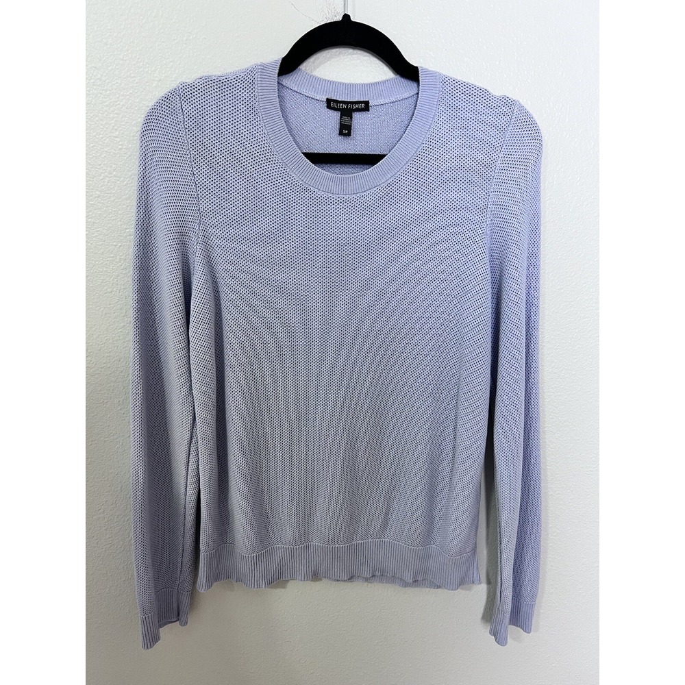Eileen Fisher Women's Long Sleeve‎ Crew Neck lightweight Sweater Blue Size Small